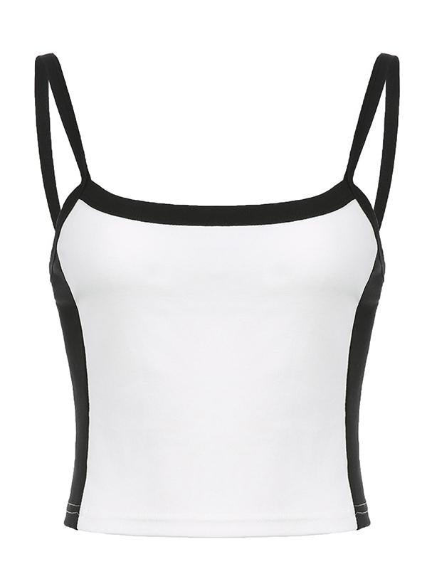 Élixane - Crop Top Vintage Sans Manches pour Femme Avec Liserés Blancs