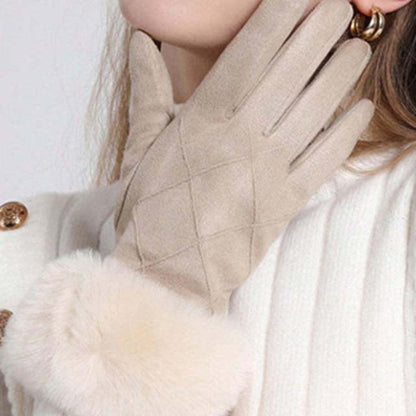 Thérèse - Gants en Suède Chic avec Poignet en Fourrure