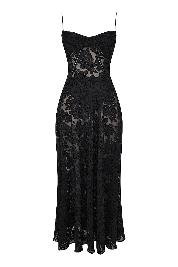 Isla - Robe Maxi en Dentelle Fleurie