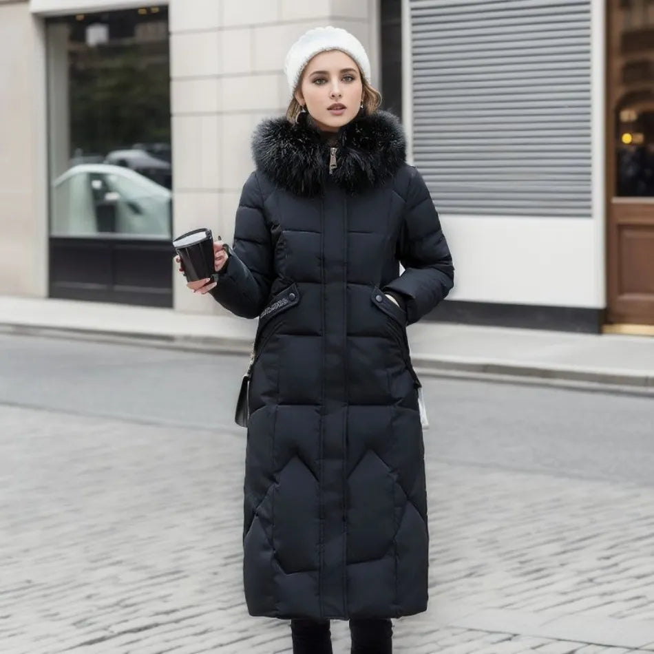 Élisabeth - Doudoune de luxe avec capuche en fourrure