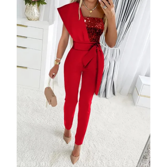 Soline - Jumpsuit à une épaule en sequins