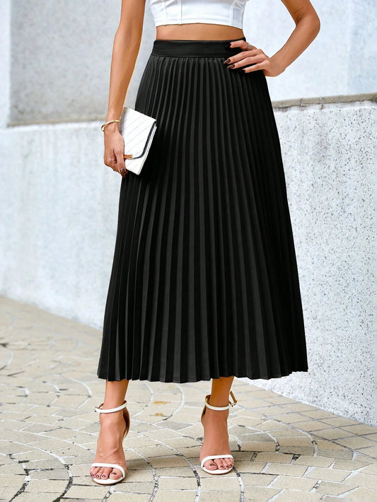 Juliette - Jupe midi plissée à taille élastique haute