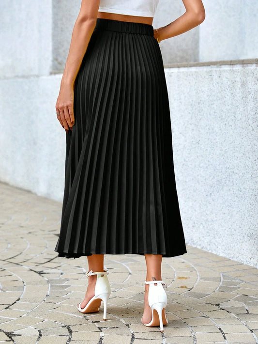 Juliette - Jupe midi plissée à taille élastique haute