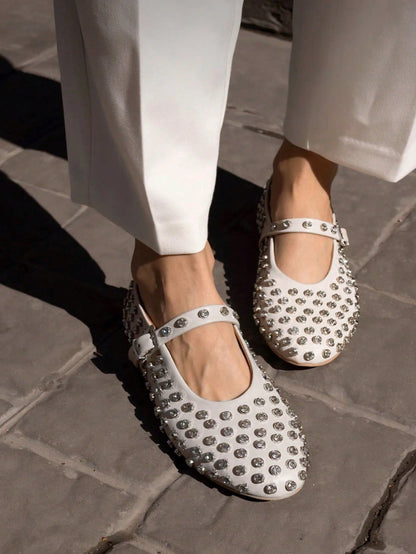 Sophie - Ballerines pour femmes avec strass et fermeture à boucle