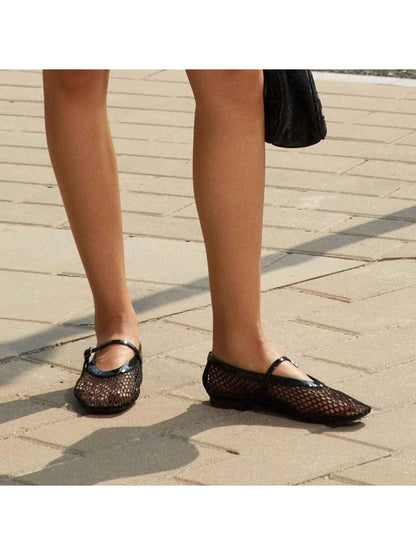 Camille - Ballerines en maille Ademend pour femmes avec fermeture à boucle