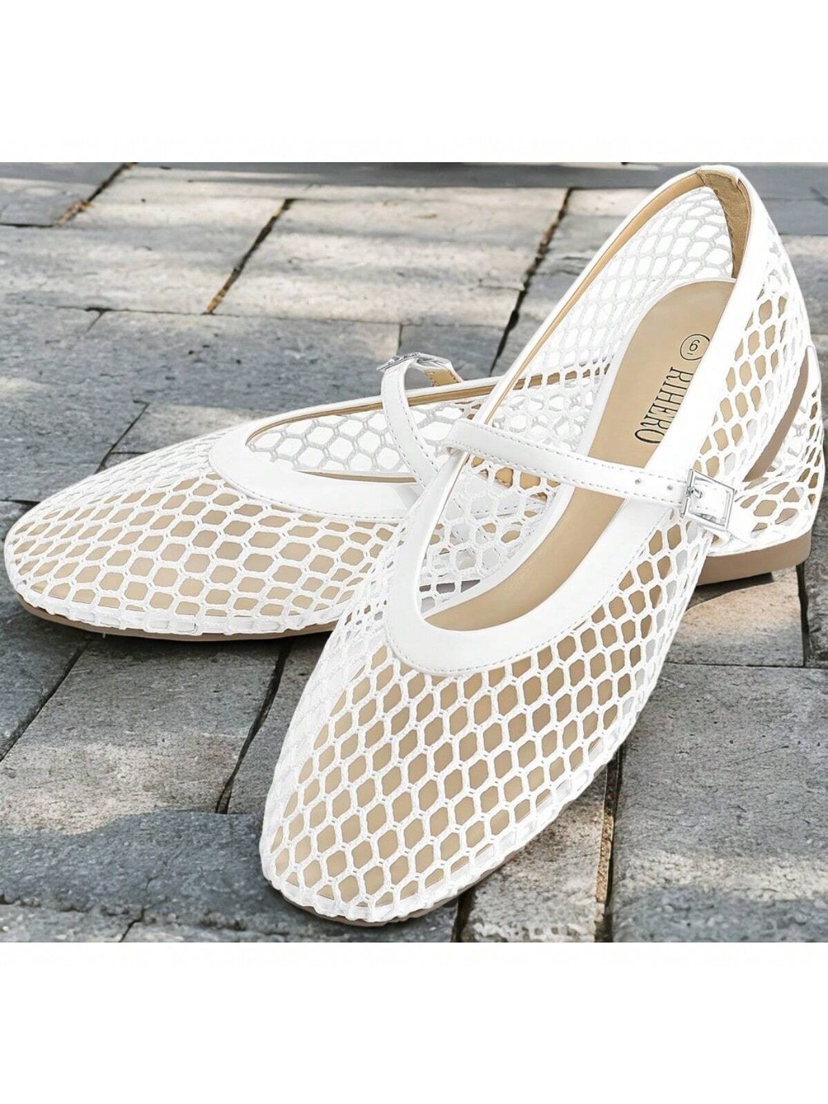 Camille - Ballerines en maille Ademend pour femmes avec fermeture à boucle
