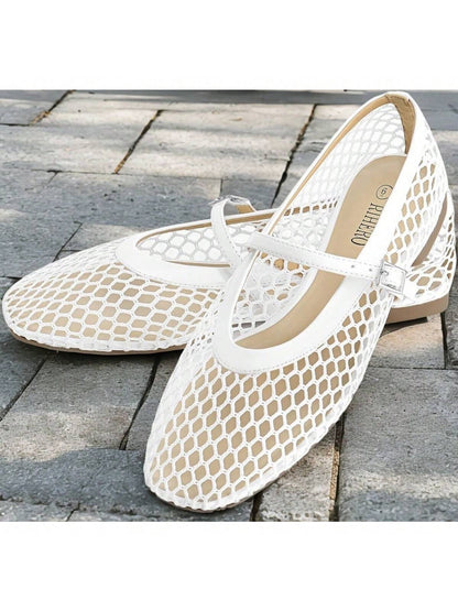 Camille - Ballerines en maille Ademend pour femmes avec fermeture à boucle