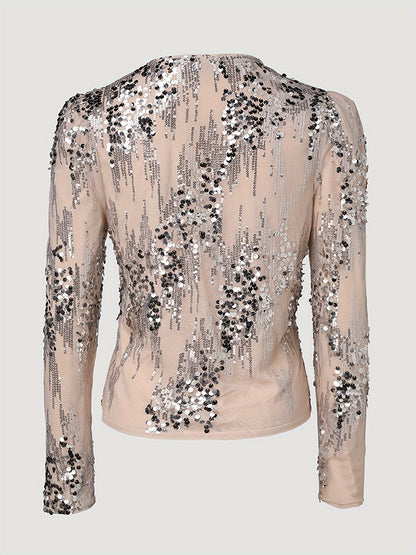 Isla - Veste beige avec paillettes argentées