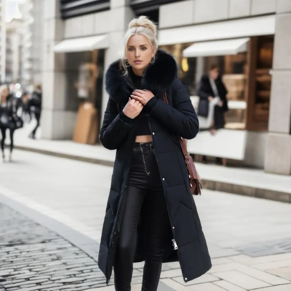 Élisabeth - Doudoune de luxe avec capuche en fourrure