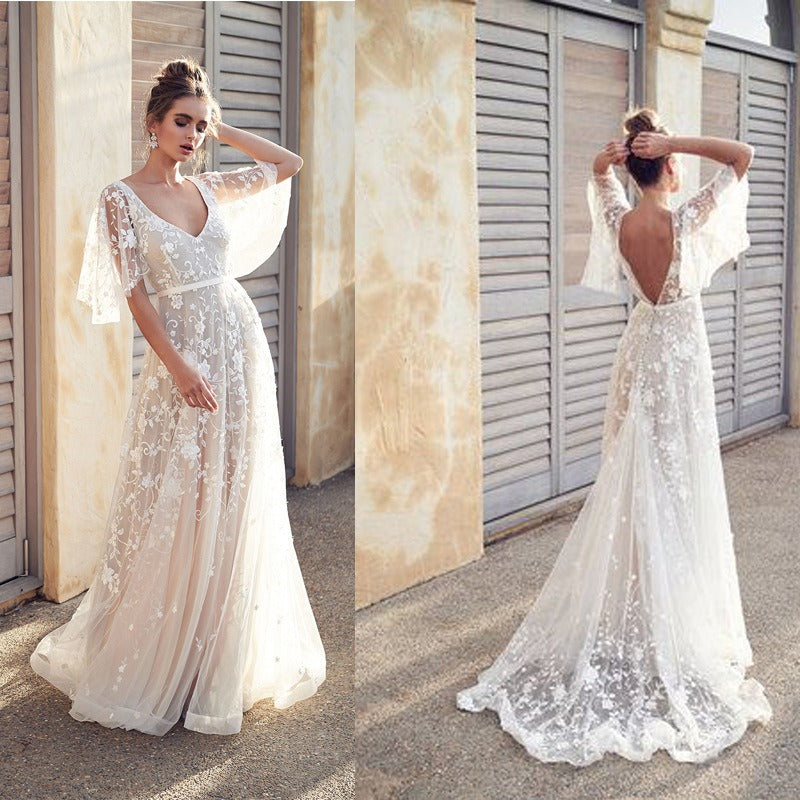 Isabella - Robe Maxi en Dentelle Fleurie