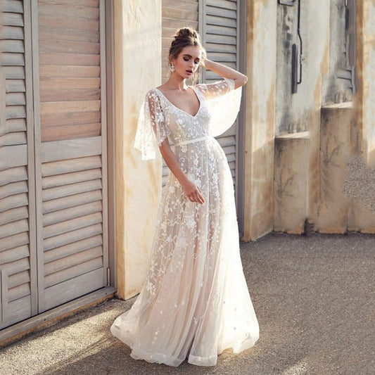 Isabella - Robe Maxi en Dentelle Fleurie