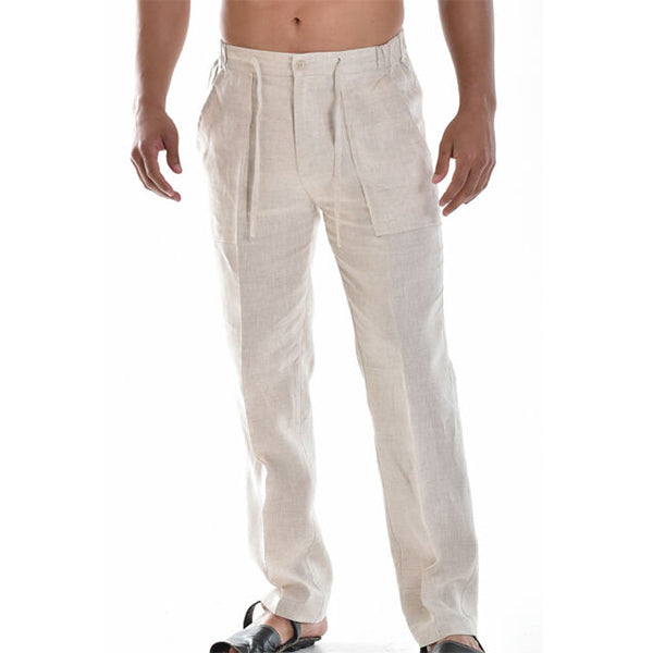 Thaddeus - Pantalon d'été Respirant en Lin Pour Hommes - Frais, Confortable et Stylé avec Cordon de Taille élastique, Pantalon de Plage et de Yoga