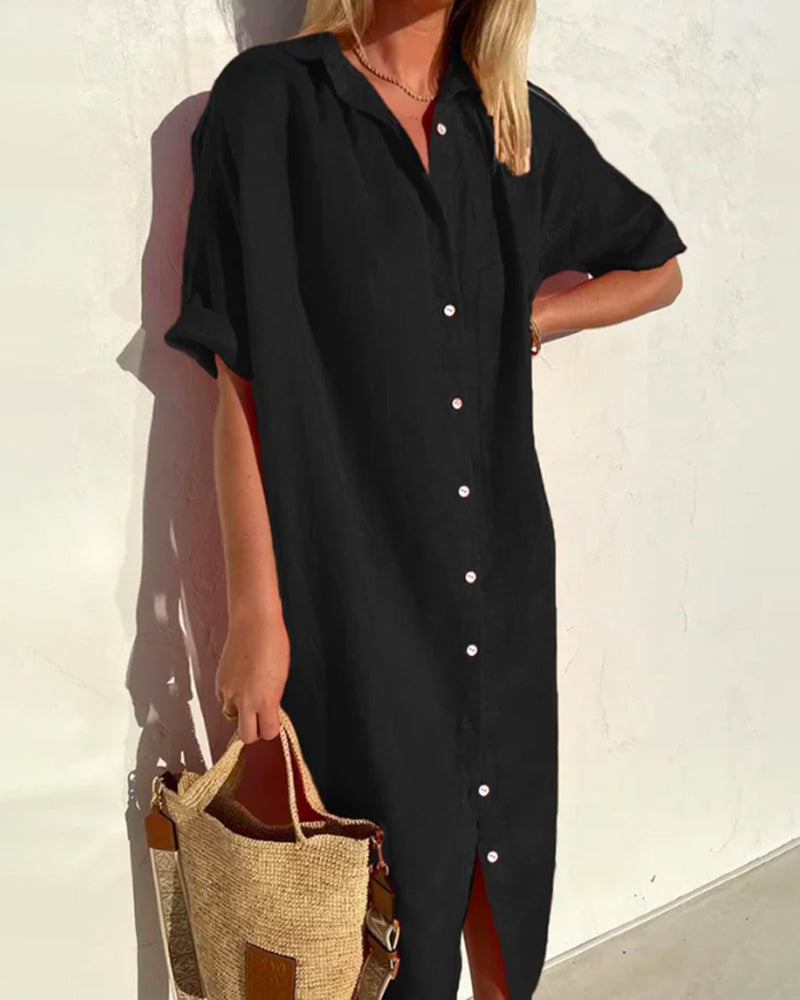 Isabella - Robe Chemise en Lin Boutonnée
