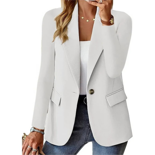 Livia - blazer féminin décontracté, solide, à manches longues, à poches étroites et à boucle