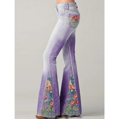 Jade - Jeans flare brodés de fleurs