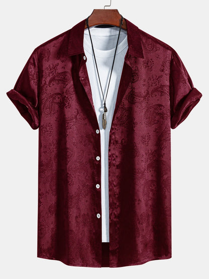Jean - Chemise en Satin à Imprimé Estival Luxe & Élégante Finition Brillante