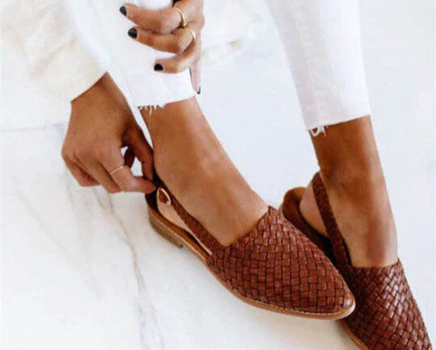 VERAMODA - Élégantes Chaussures Ballerines en Cuir Tressé Slingback avec Bandes Ajustables