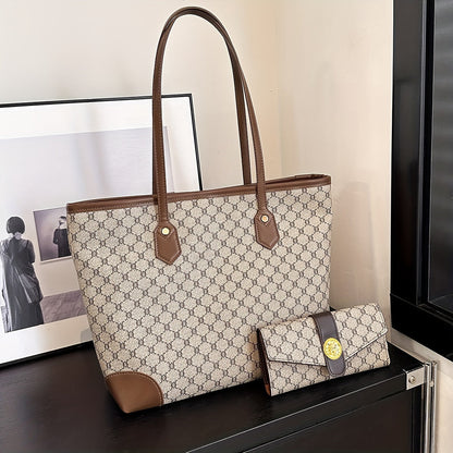 Elara - Sac à Main Vintage Élégant et Classique à Deux Pièces avec Portefeuille Assorti