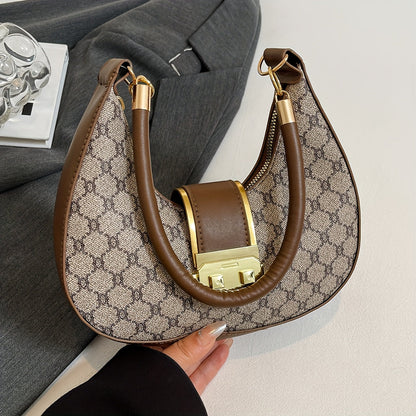 Nova - Mini Sac à Bandoulière Vintage avec Design Rond et Accessoires Dorés