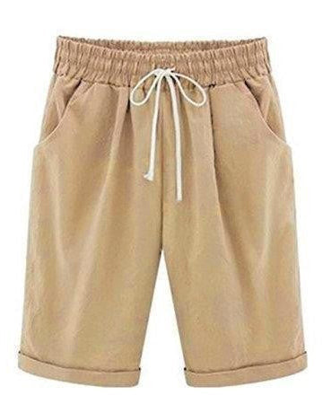 Zoe - Pantalon court en coton décontracté pour femme idéal pour l'été et les vacances avec poches et cordon