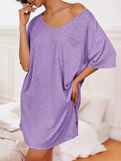 Diana – Robe T-shirt à Manches Courtes et Encolure en V