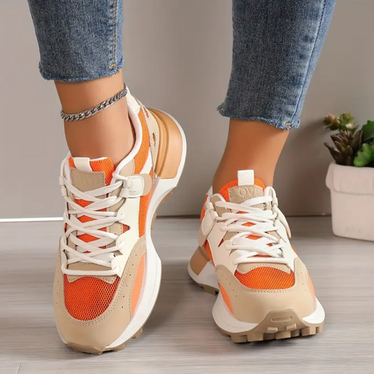 Ethan - Sneakers Sportives Orange et Beige