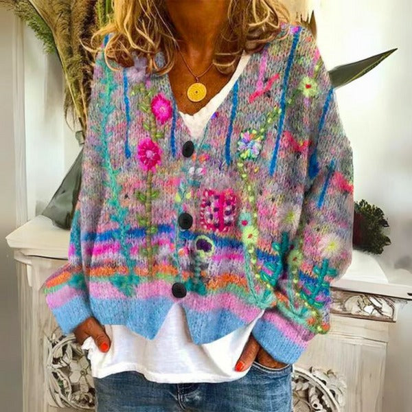 Léonie - Pull femme avec motifs floraux