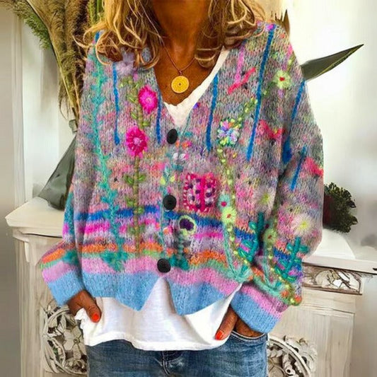 Léonie - Pull femme avec motifs floraux