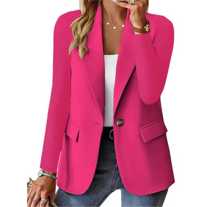 Livia - blazer féminin décontracté, solide, à manches longues, à poches étroites et à boucle