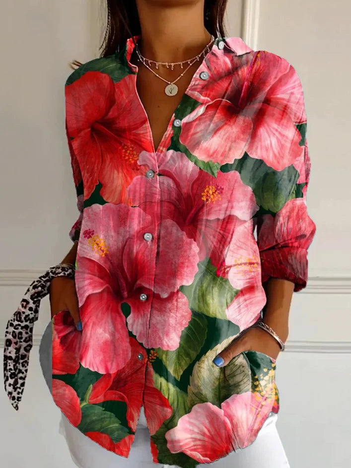 Zara - Chemise Décontractée à Manches Longues en Coton Respirant avec des Motifs Créatifs pour Femmes