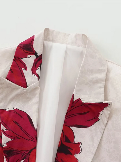Sophia - Ensemble blazer et pantalon à imprimé floral