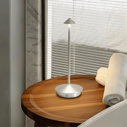 ArrowGlow - Lampe de table sans fil longue et effilée avec 3 couleurs de lumière, commande tactile et design moderne