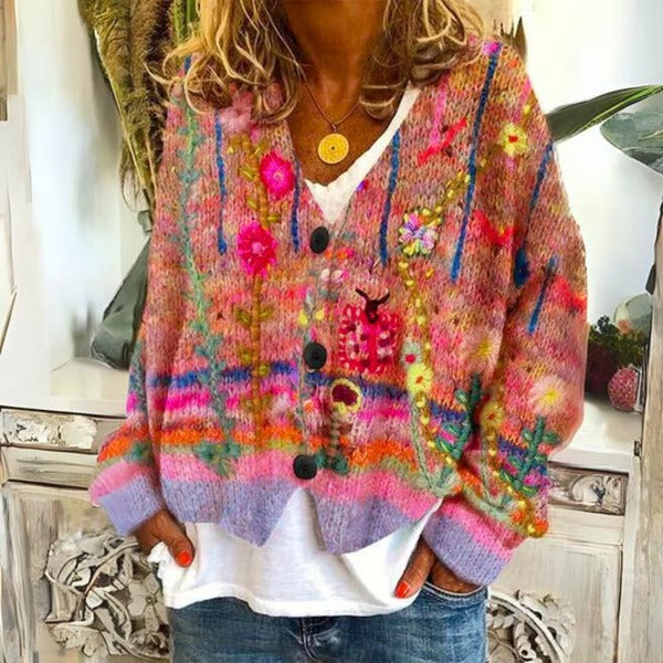 Léonie - Pull femme avec motifs floraux