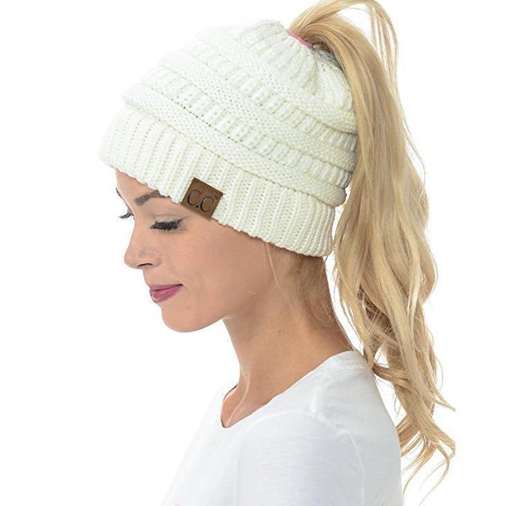 Éloïse - Bonnet en Tricot avec Ouverture pour Queue de Cheval