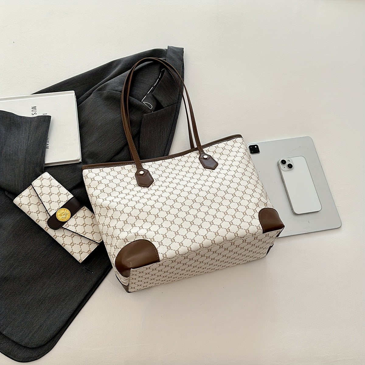 Elara - Sac à Main Vintage Élégant et Classique à Deux Pièces avec Portefeuille Assorti