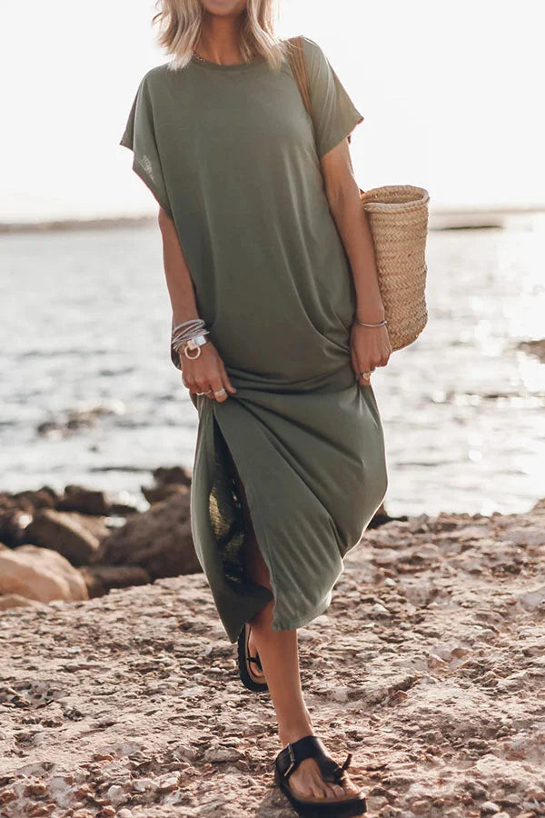 Émilie - Robe Maxi T-Shirt Oversize Indispensable, Confortable et Stylée pour Femmes
