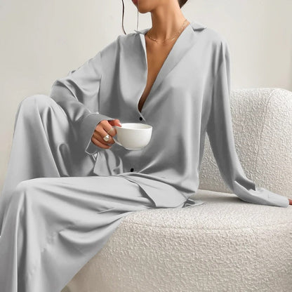 Villa - Ensemble de pyjama oversize en soie élégante