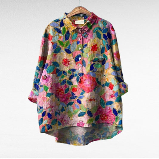 Liorine - Blouse Classique à Imprimé Floral Léger pour le Printemps et l’Été pour Femme