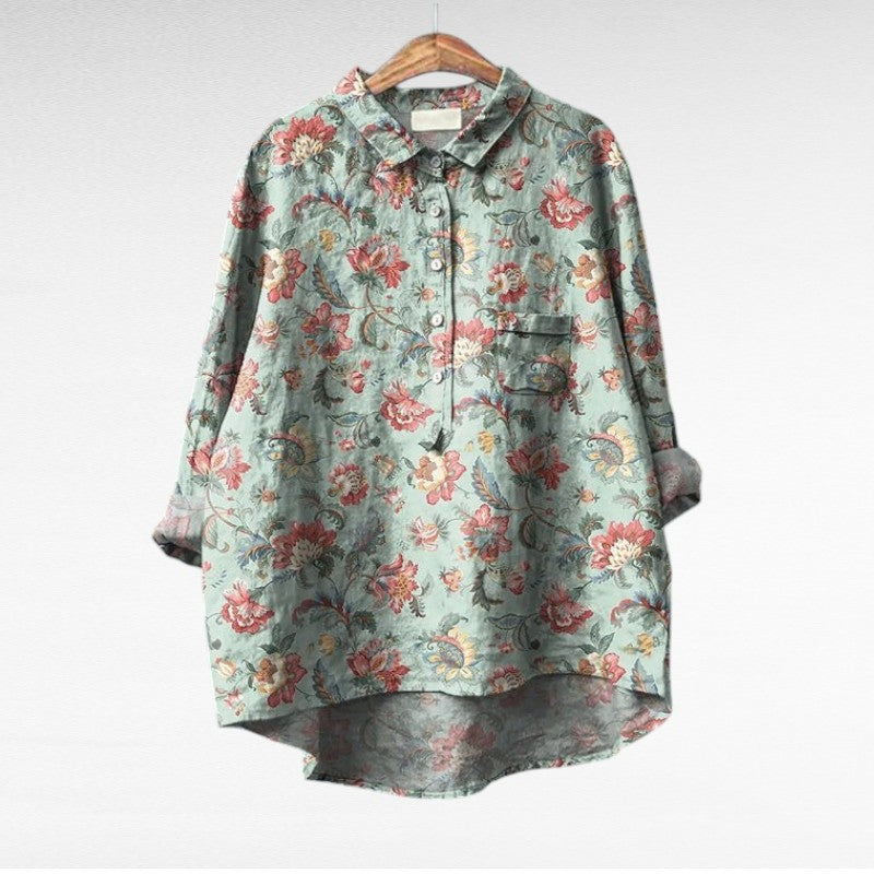 Liorine - Blouse Classique à Imprimé Floral Léger pour le Printemps et l’Été pour Femme