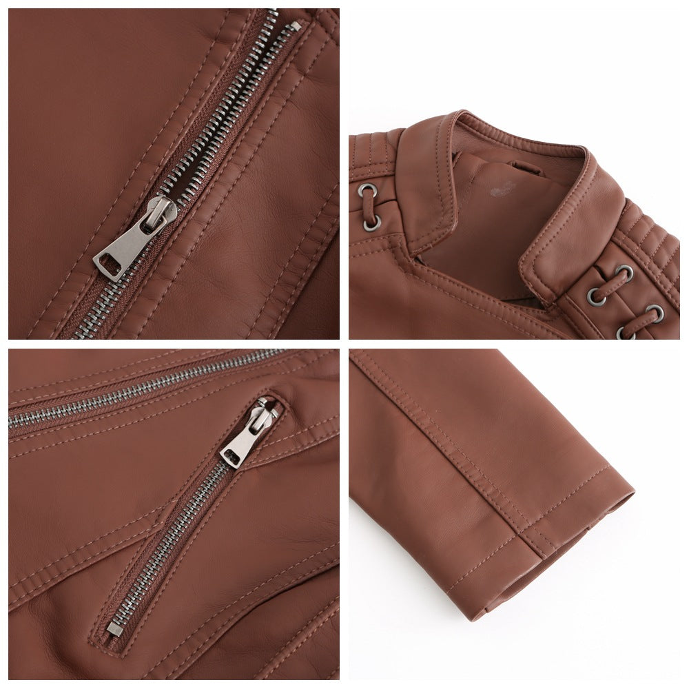 Aude - Veste en cuir de mouton lavé