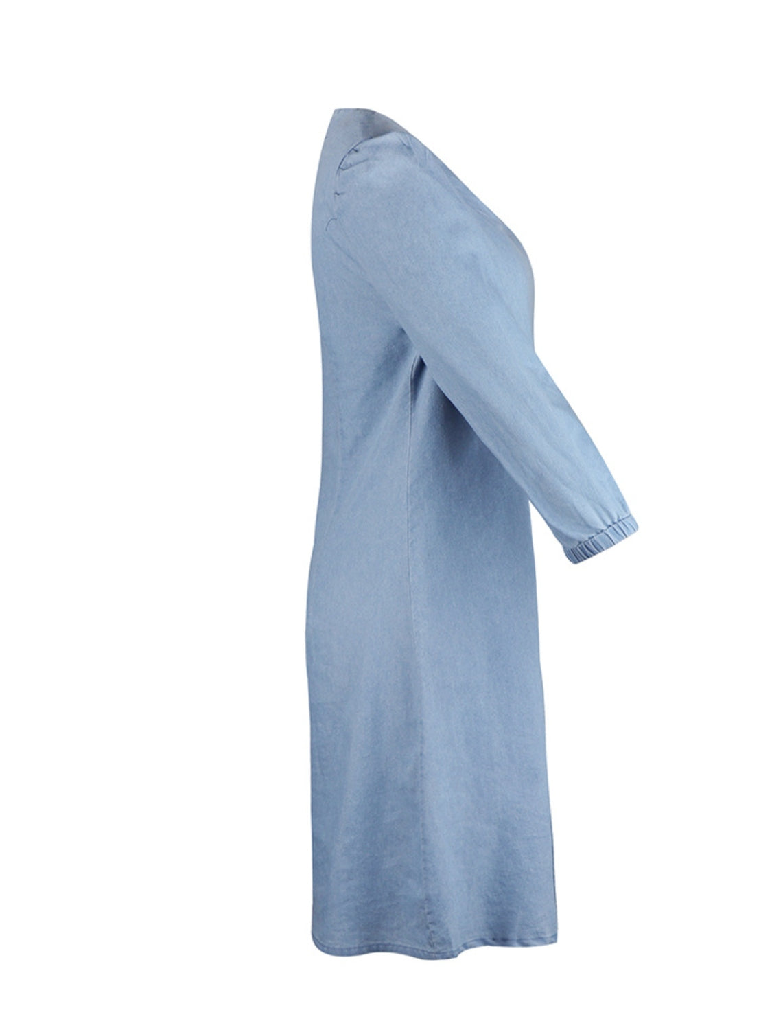 Noémie – Robe Courte en Jean avec Décolleté en V et Manches Mi-Longues