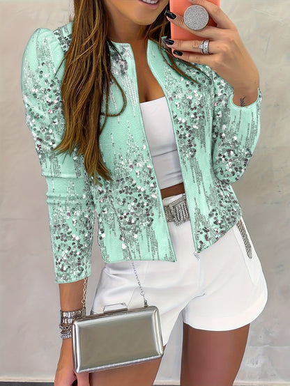 Isla - Veste beige avec paillettes argentées