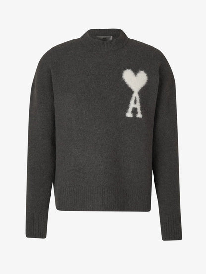 Grace - Pull tricoté respirant Ami Paris avec détail en cœur et lettre A