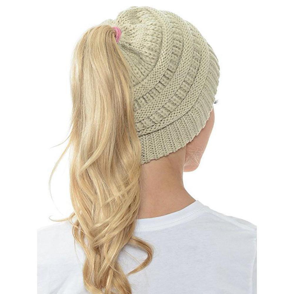 Éloïse - Bonnet en Tricot avec Ouverture pour Queue de Cheval