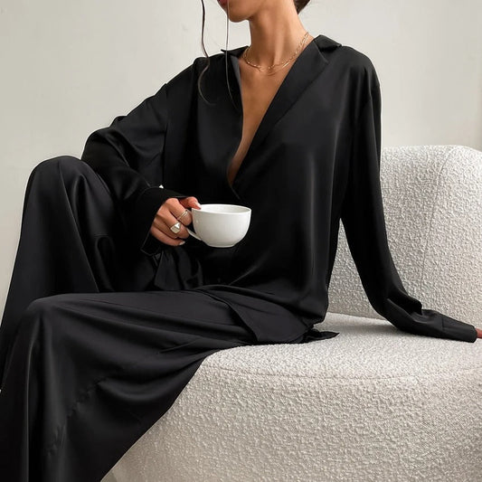 Villa - Ensemble de pyjama oversize en soie élégante