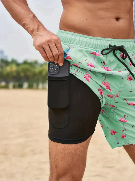 Braxton - Short de bain pour Homme AquaFlex avec Cordon de Serrage et Poche Cachée pour téléphone