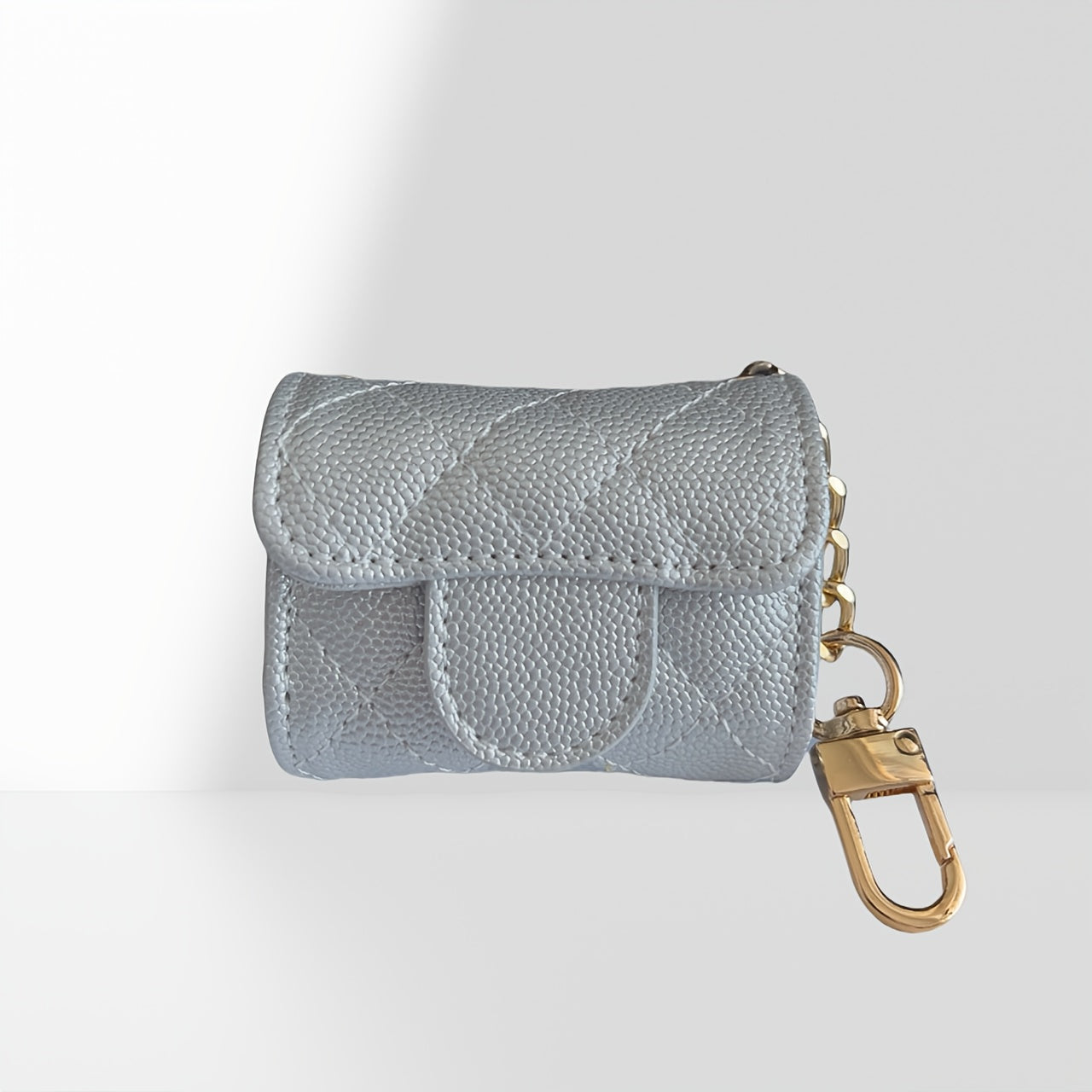 Zoé - Étui de Protection pour Earpods en Forme de Mini Sac à Main Rose Clair avec Porte-clés
