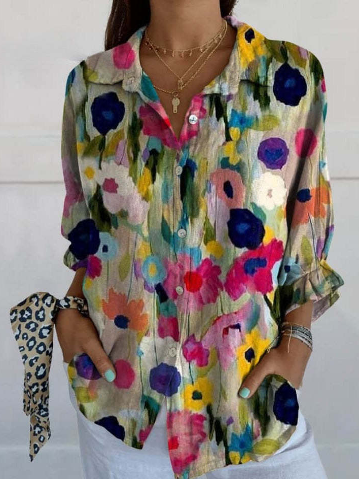 Zara - Chemise Décontractée à Manches Longues en Coton Respirant avec des Motifs Créatifs pour Femmes