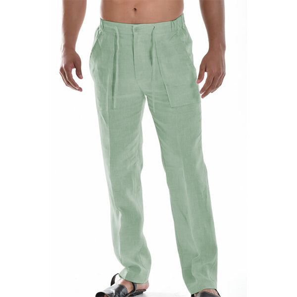 Thaddeus - Pantalon d'été Respirant en Lin Pour Hommes - Frais, Confortable et Stylé avec Cordon de Taille élastique, Pantalon de Plage et de Yoga