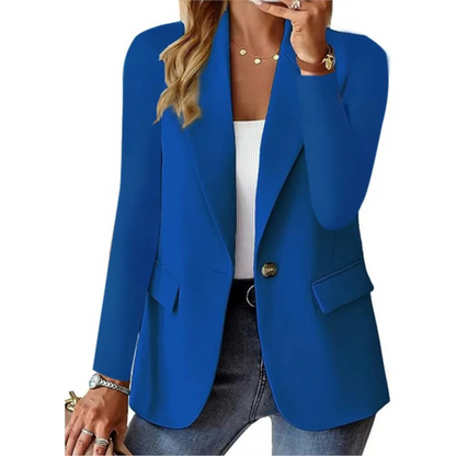 Livia - blazer féminin décontracté, solide, à manches longues, à poches étroites et à boucle